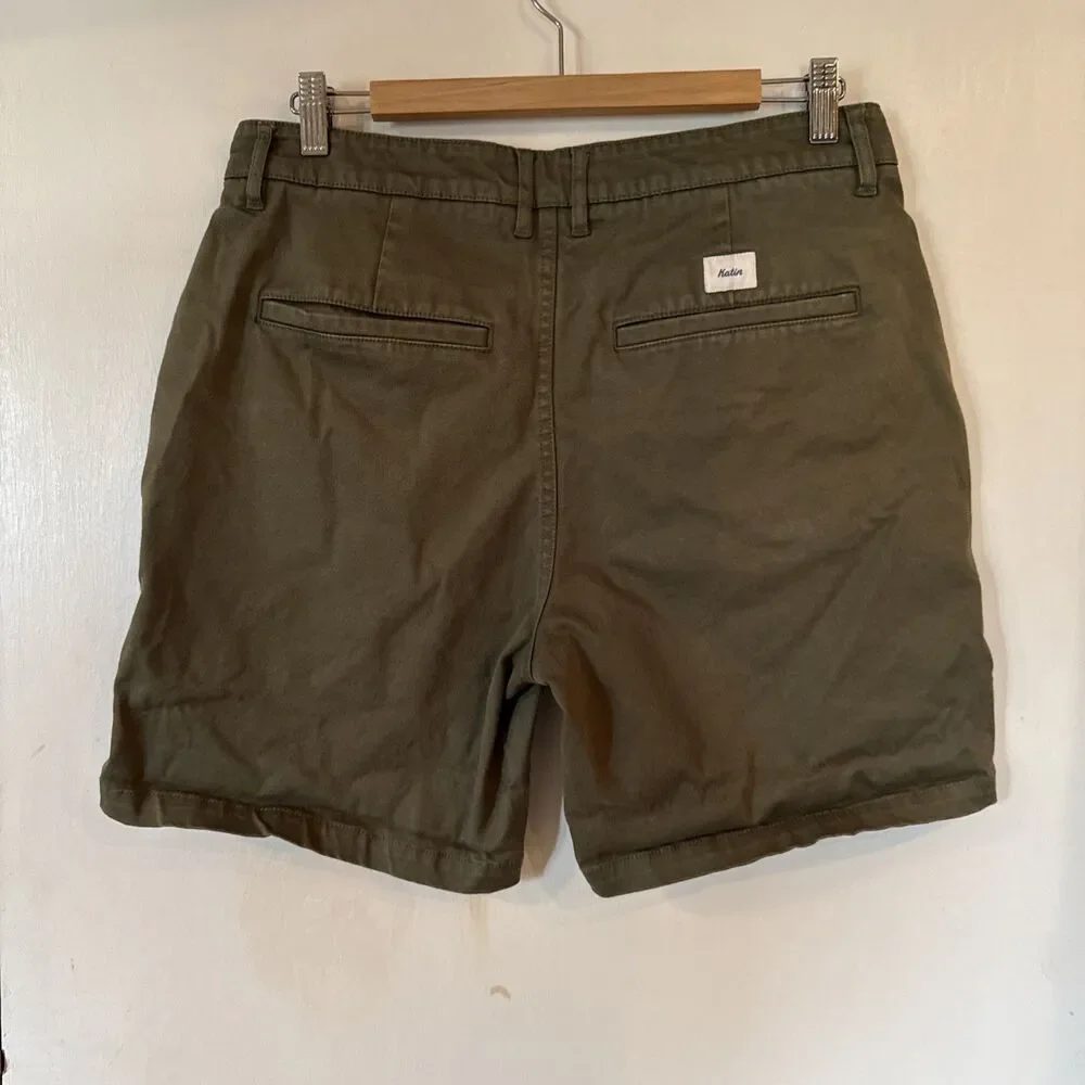 Katin Chino Shorts Olive Green Stretch Cotton Blend | Mens 31